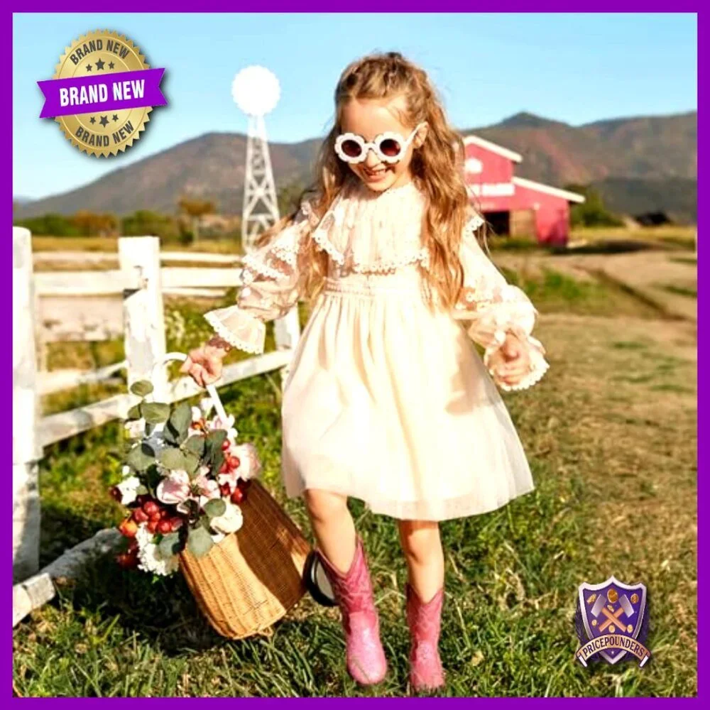 Glitter Cowgirl Boots Mid Calf Western Riding Shoes Toddler Girls Comfort Slip